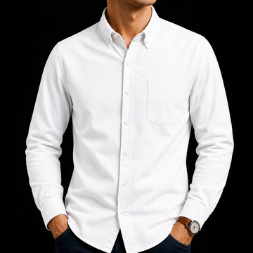 White Executive Cotton Long Sleeve Oxford Shirt