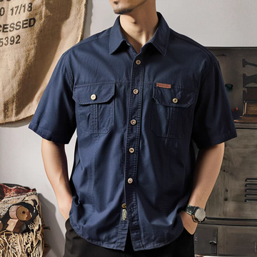 Cotton Cargo Double Pocket Half Sleeve Shirts