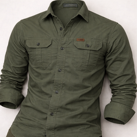 Midnight Cargo Crest Double-Pocket Shirt