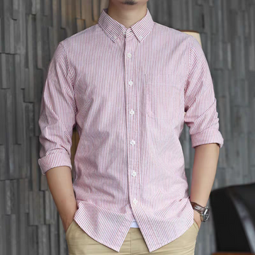 Crimson Pinstripe Heritage Cotton Shirt