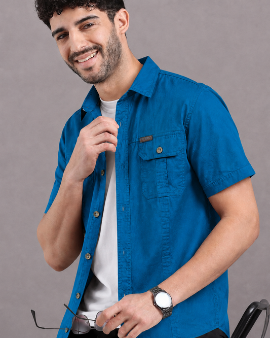 Cotton Cargo Double Pocket Half Sleeve Shirts