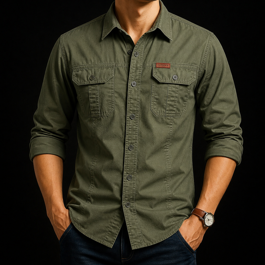 Midnight Cargo Crest Double-Pocket Shirt