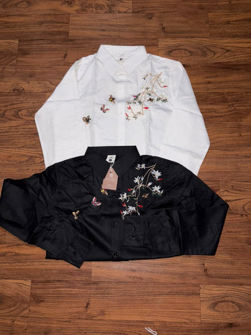 Floral Monarch Embroidered Formal Cotton Shirt