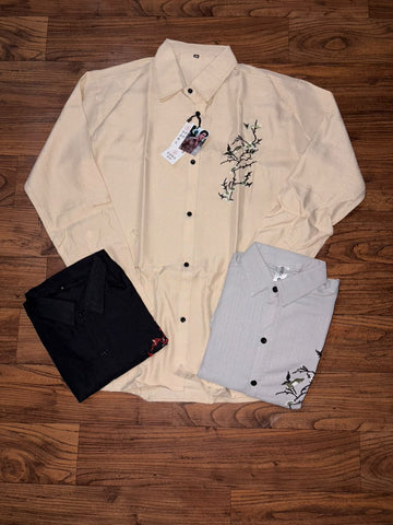 Linen Mist Sakura Crest Shirt